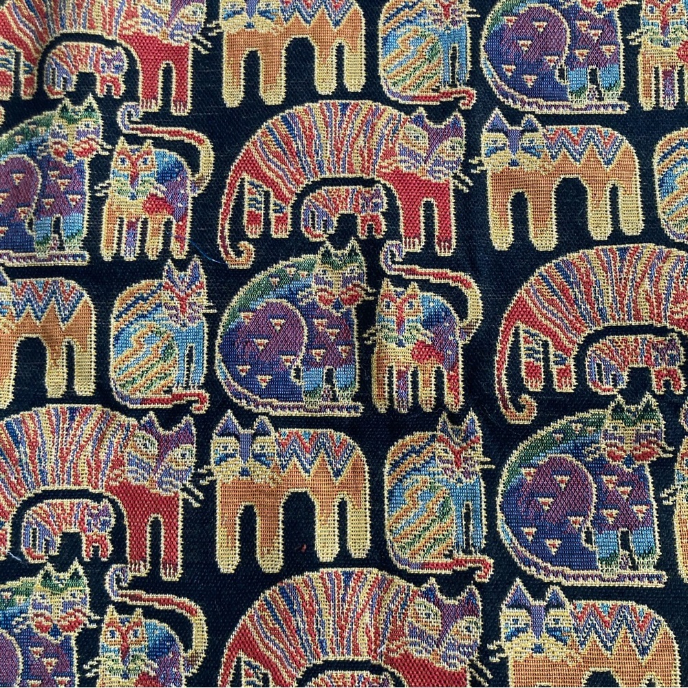 Laurel Burch vintage tapestry upholstery fabric remnant